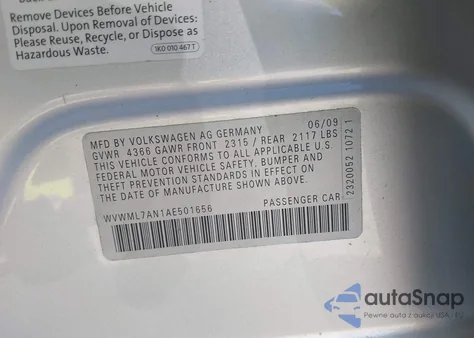 2010 Volkswagen Cc Sport from USA, damaged, VIN WVWML7AN1AE501656